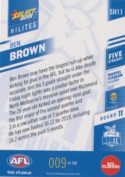 2019 Select AFL Hilites #SH11 Ben Brown Back